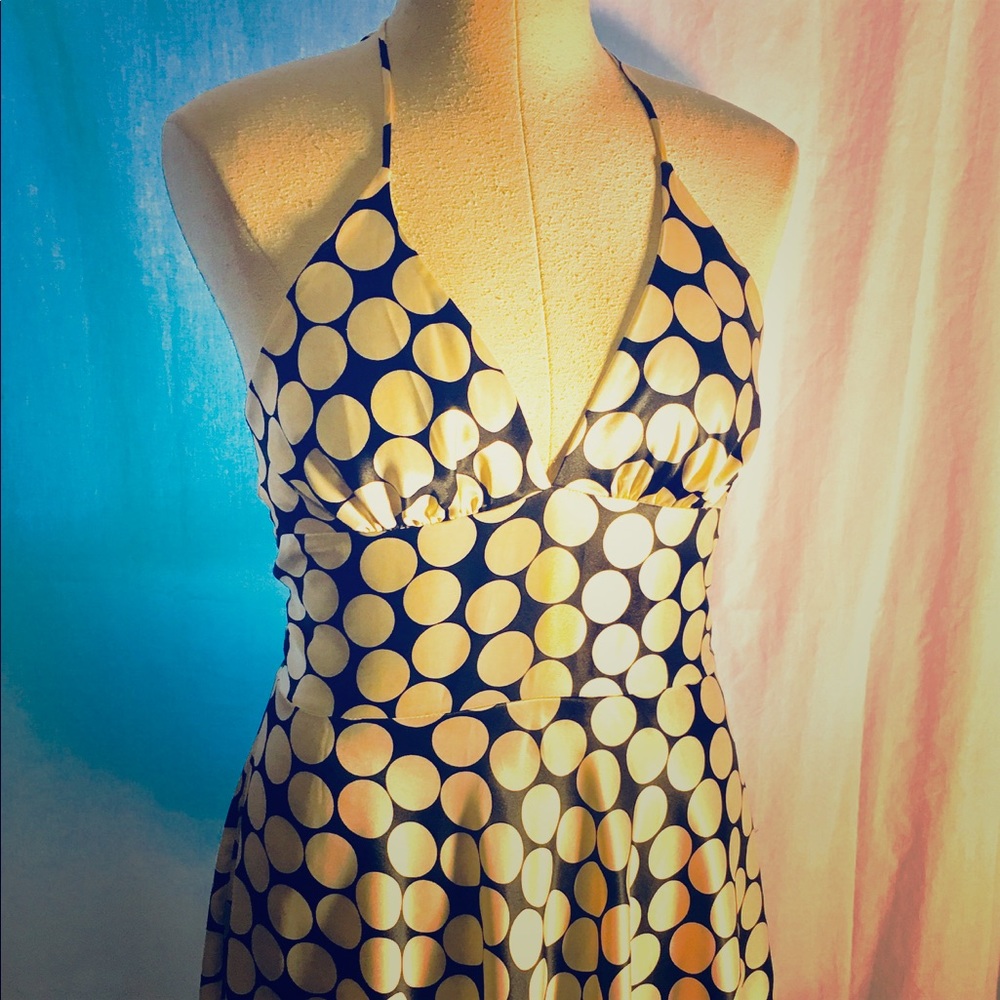 black and cream halter dress 9/10